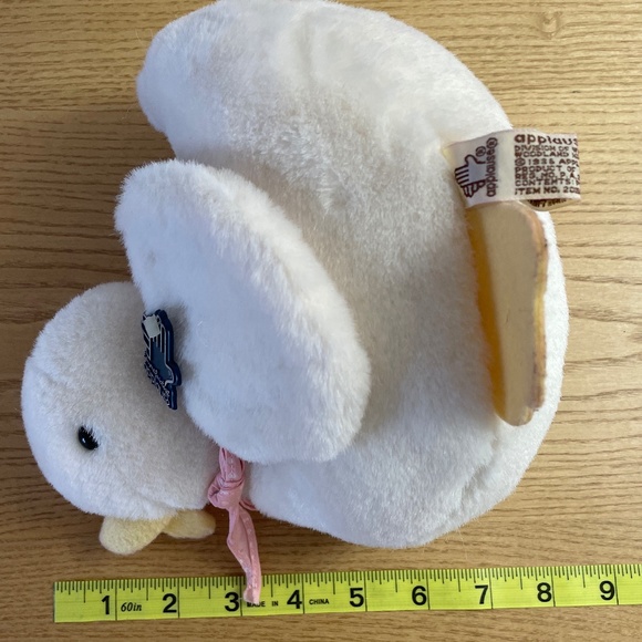 Vtg 1986 Applause Duck Rattle Plush White Duckie Felt Beak & Feet Stuffed Animal - Picture 6 of 7